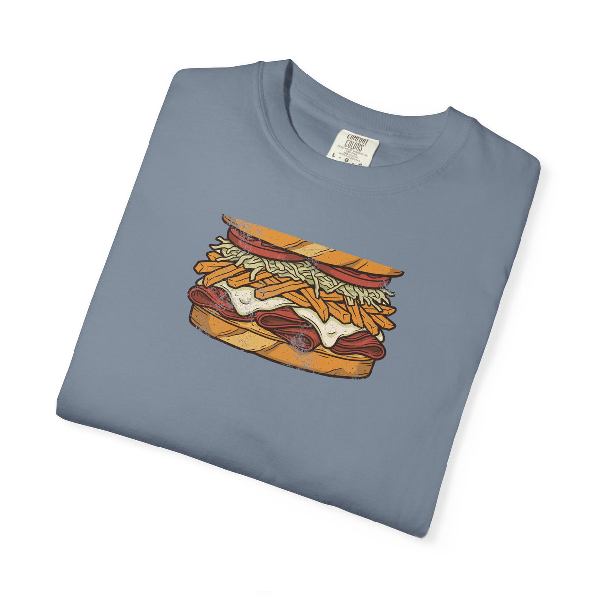 Pittsburgh Fries and Slaw Sandwich Food Illustration T-Shirt
