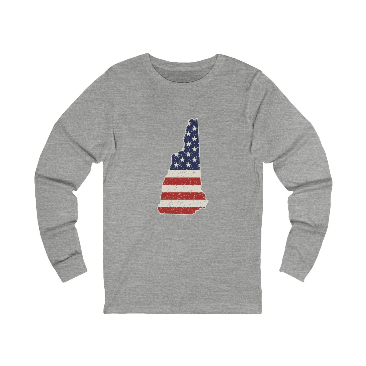 New Hampshire American Flag Map Long Sleeve Tee