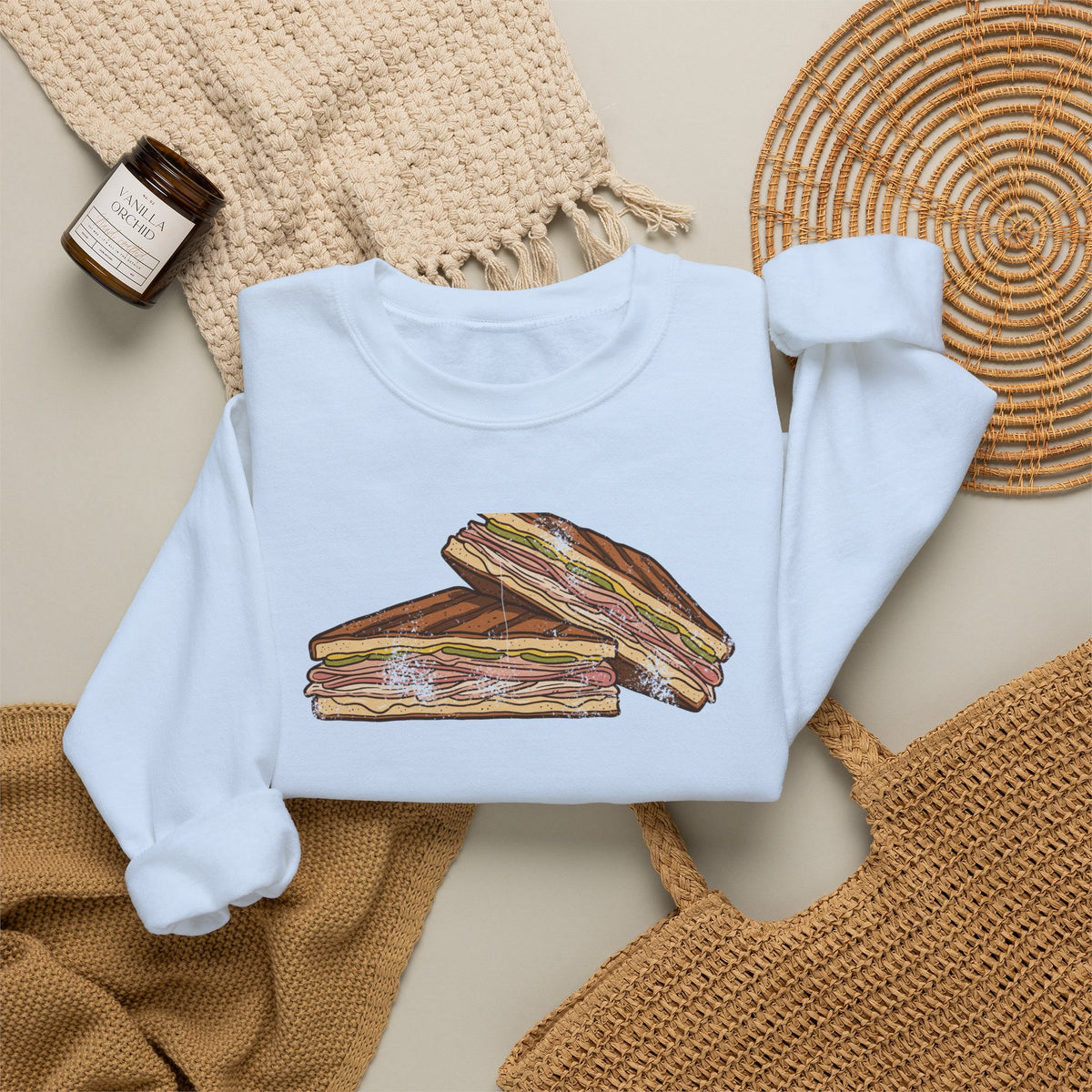 Tampa Cuban Sandwich Retro Food Illustration Crewneck Sweatshirt