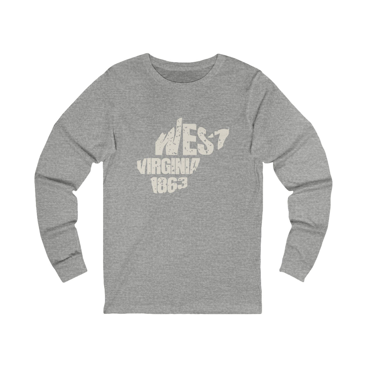 West Virginia Vintage Letters Map Long Sleeve Tee