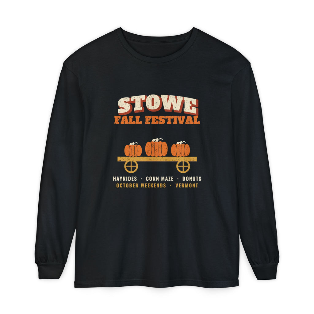 Stowe Vermont Fall Festival Hay Wagon Long Sleeve Tee