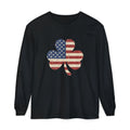 Irish American Flag Shamrock Distressed Vintage Long Sleeve Tee