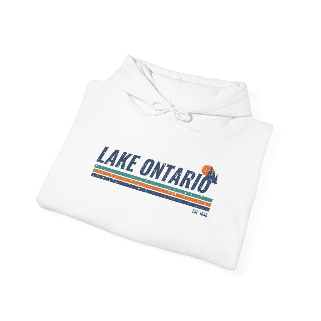 Lake Ontario Est 1656 Retro Stripe Hoodie