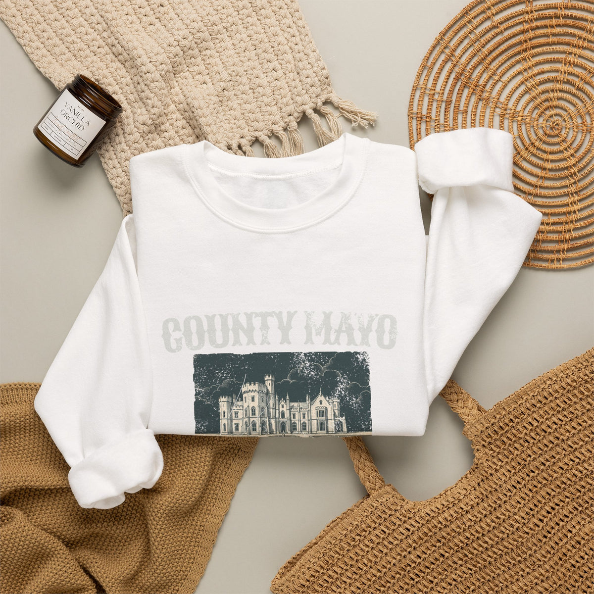 County Mayo Ireland Est 1585 Lakeside Castle Crewneck Sweatshirt