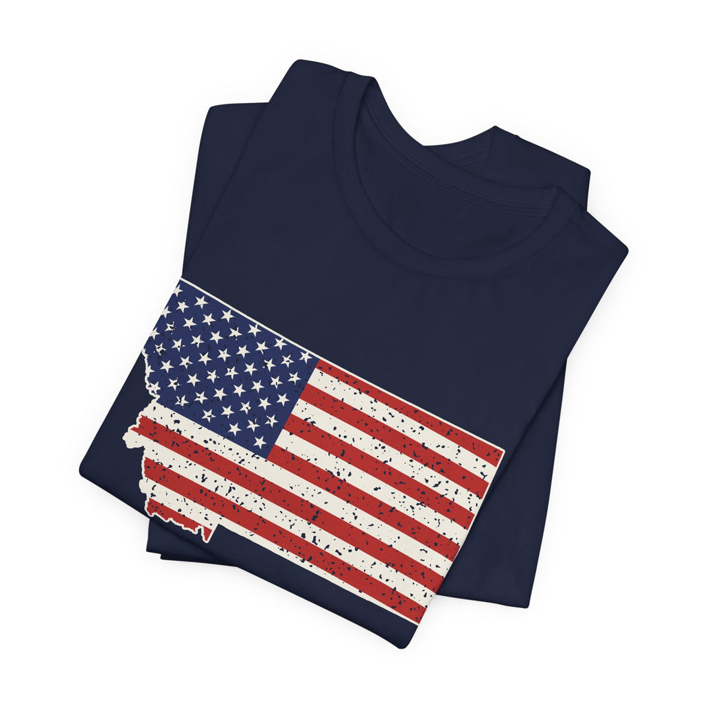 Montana American Flag Map T-Shirt