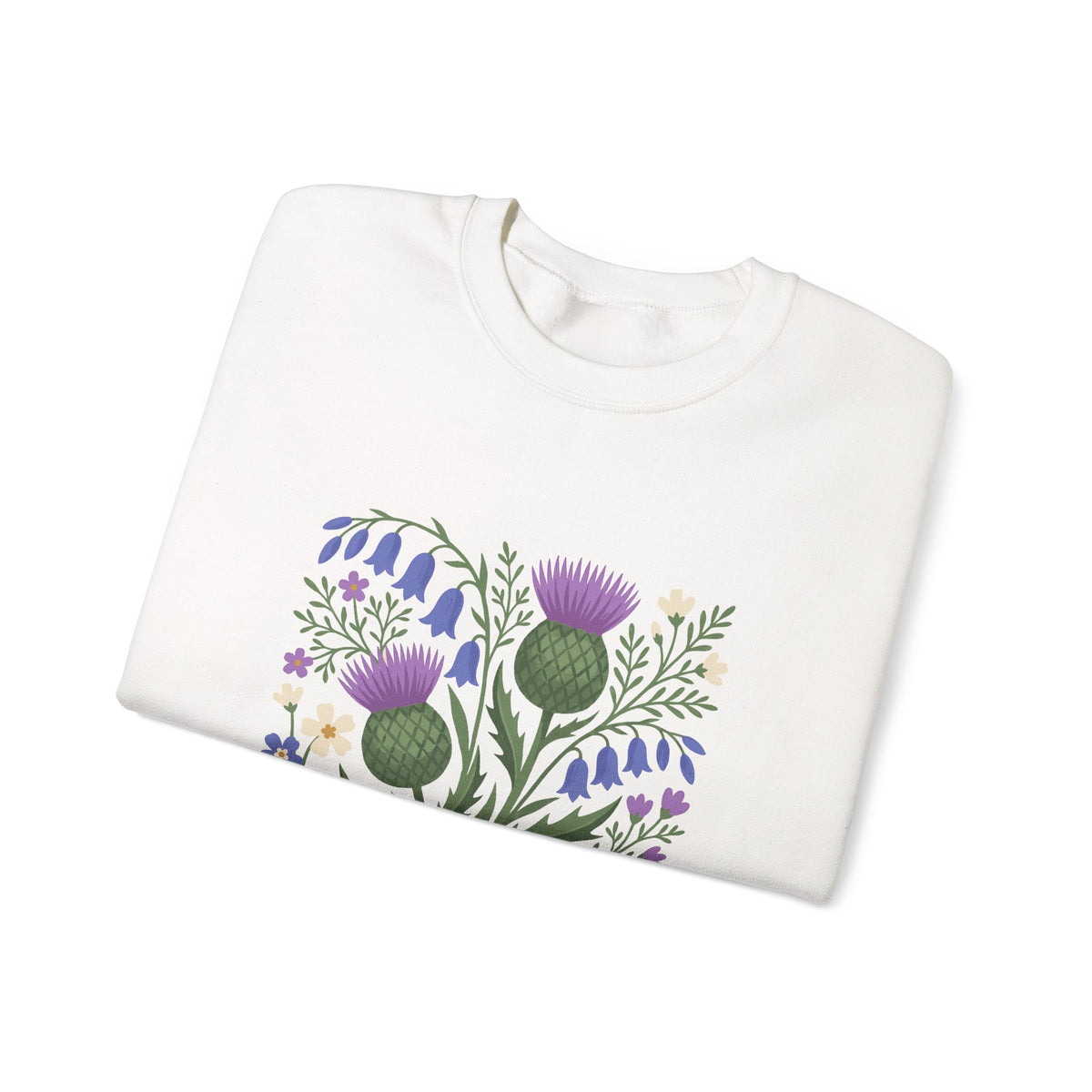 Scottish Thistle Floral Folk Art Bluebells Crewneck Sweatshirt