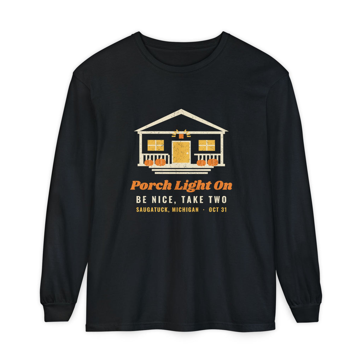 Porch Light On Saugatuck Michigan Trick or Treat Long Sleeve Tee