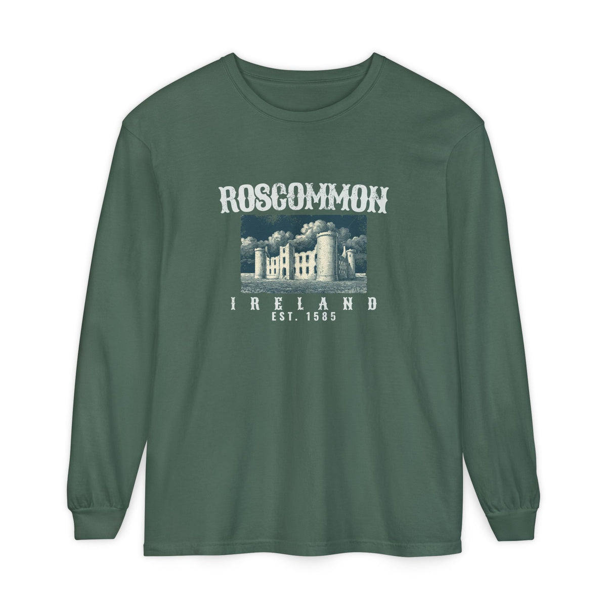 Roscommon Ireland Est 1585 Castle Ruins Long Sleeve Tee