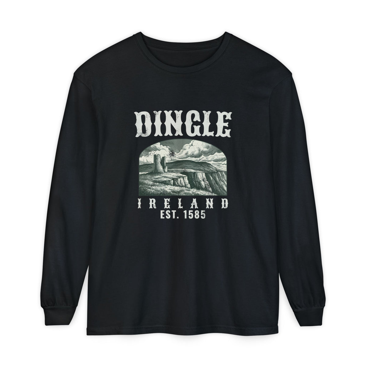 Dingle Ireland Est 1585 Vintage Mountain Landscape Long Sleeve Tee