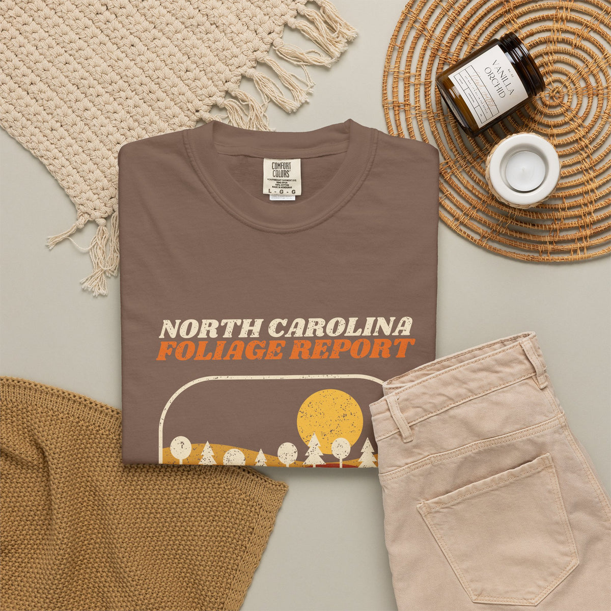 North Carolina Foliage Report Retro Landscape T-Shirt