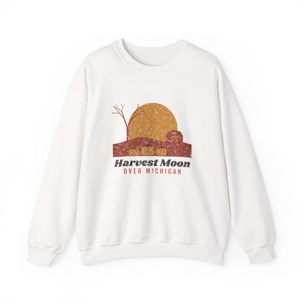 Harvest Moon Over Michigan Barn Crewneck Sweatshirt