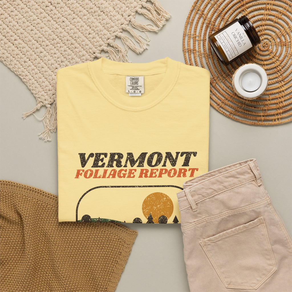 Vermont Foliage Report Retro Landscape T-Shirt