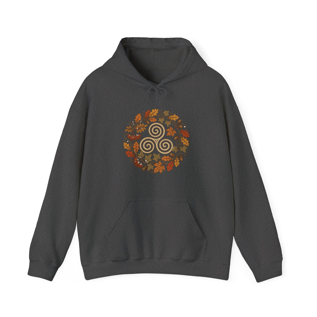 Celtic Autumn Spiral Leaf Wreath Hoodie
