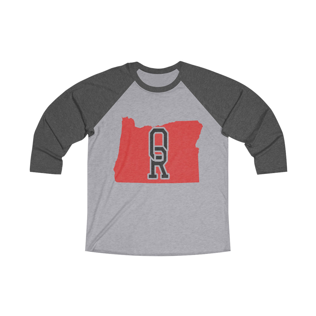 Oregon Varsity Monogram Map Raglan 3/4 Sleeve Tee