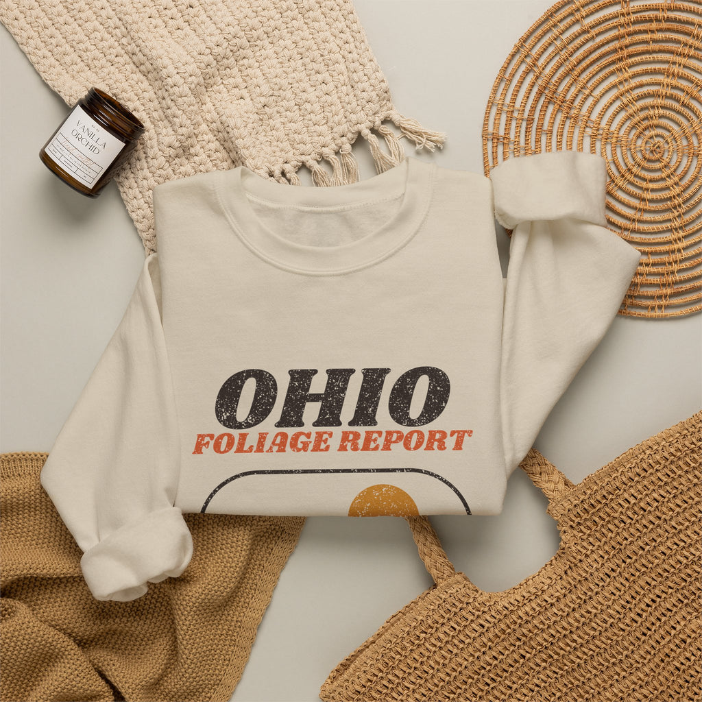Ohio Foliage Report Retro Landscape Crewneck Sweatshirt