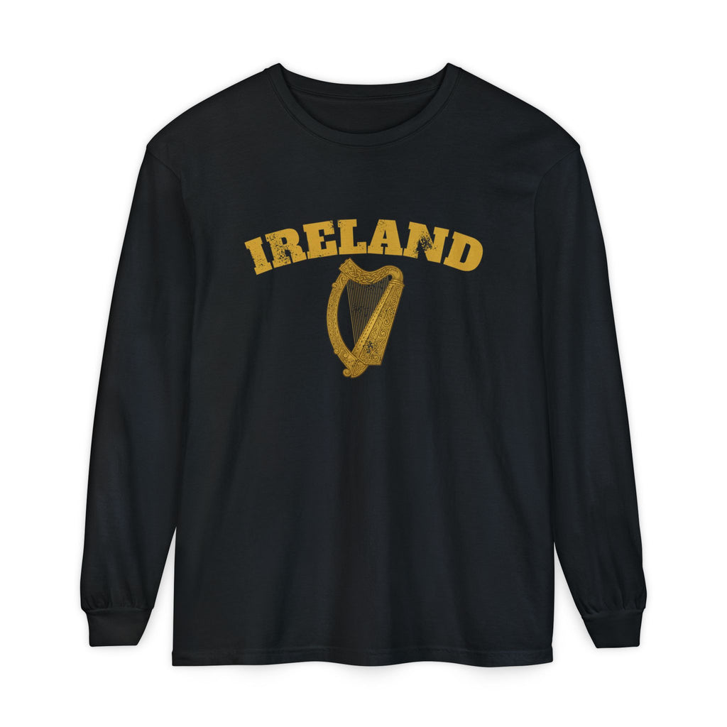 Ireland Vintage Celtic Harp Knotwork Long Sleeve Tee