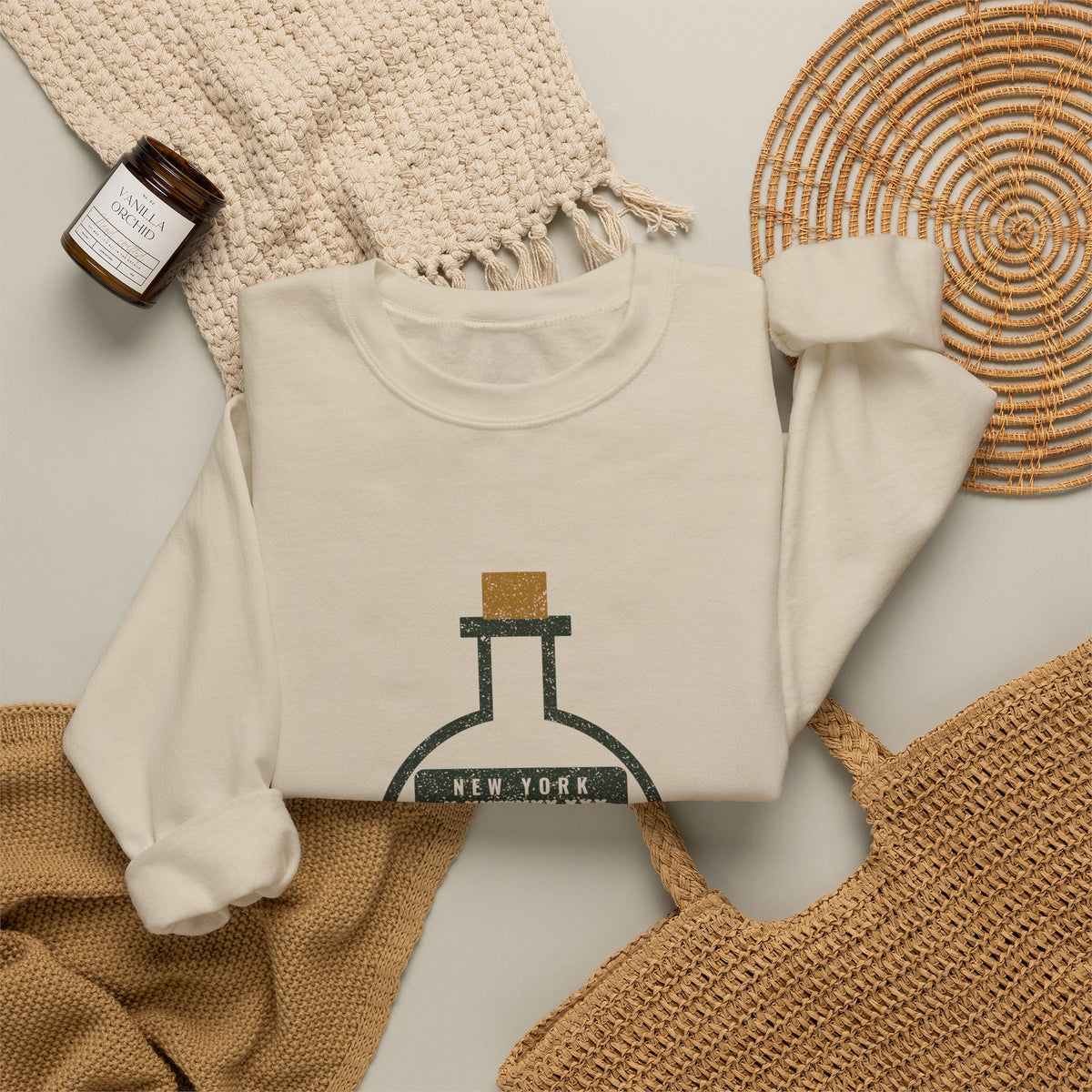New York Autumn Apothecary Flask Crewneck Sweatshirt