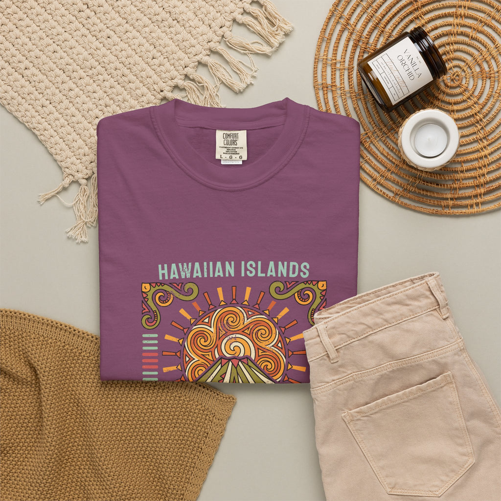 Aloha State Volcano Tattoo Sunrise Wave T-Shirt