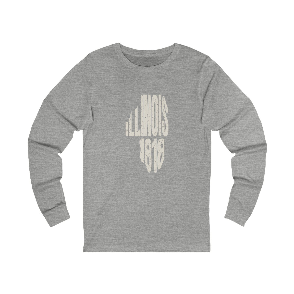 Illinois Vintage Letters Map Long Sleeve Tee