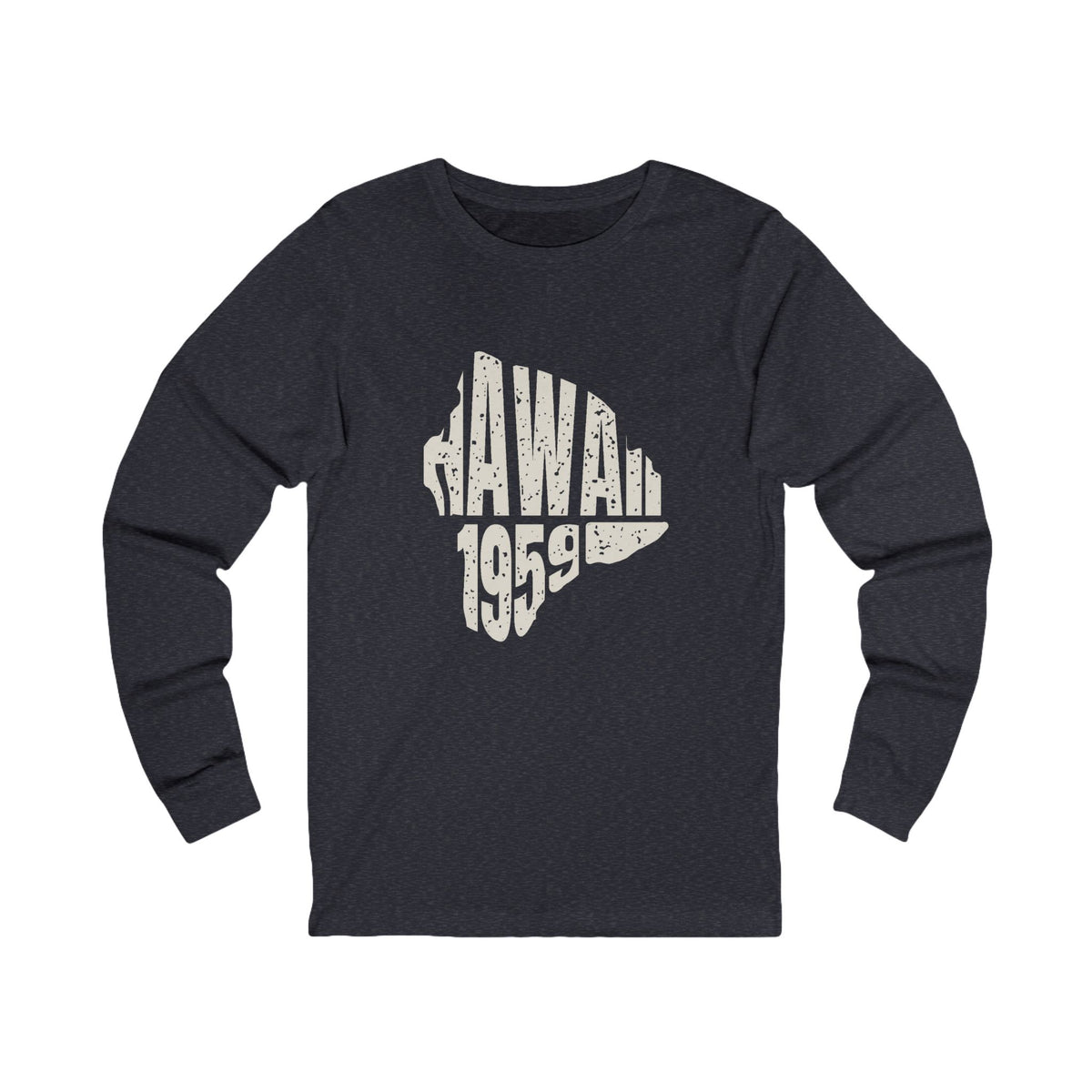 Hawaii Vintage Letters Map Long Sleeve Tee