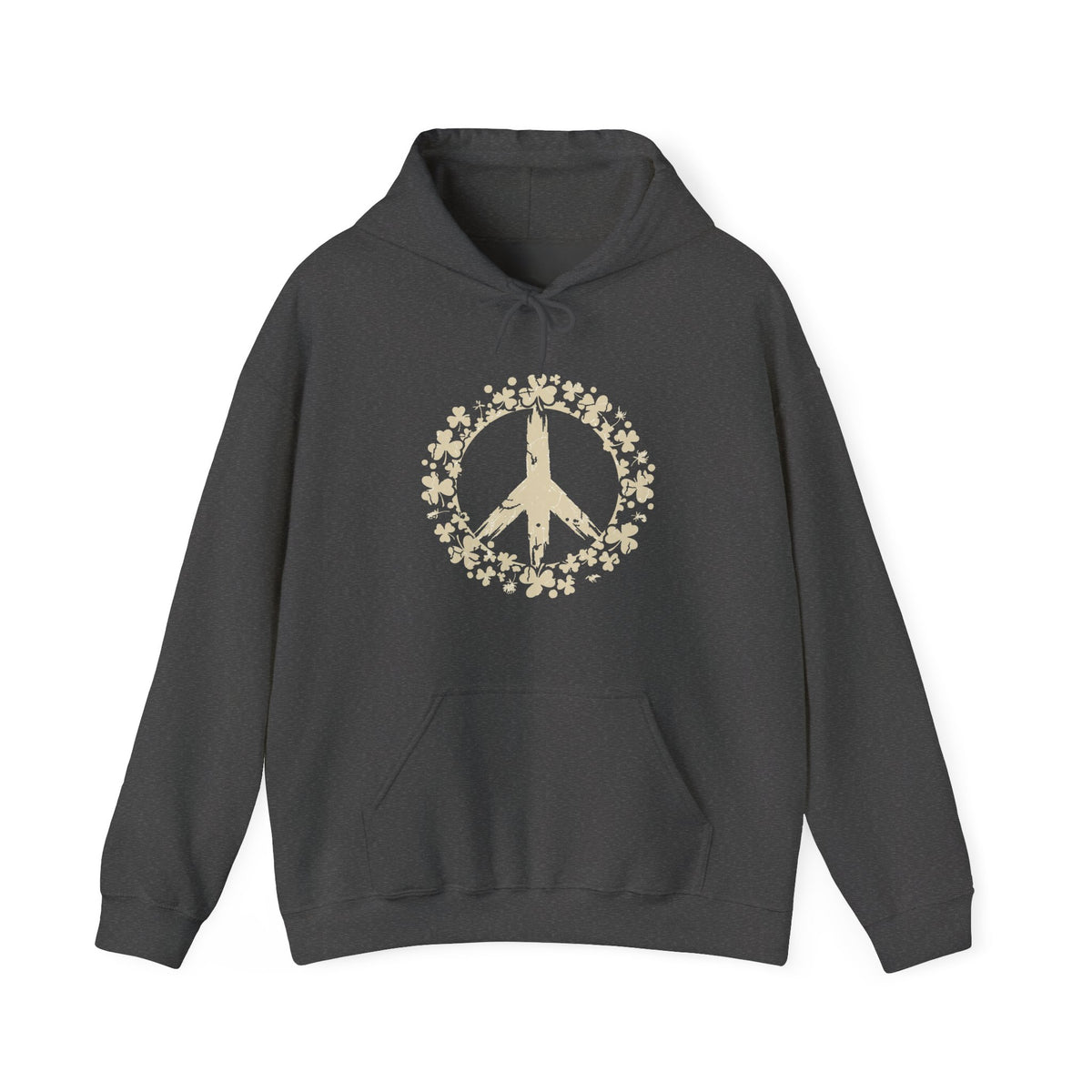 Shamrock Peace Sign Wreath Distressed Hoodie