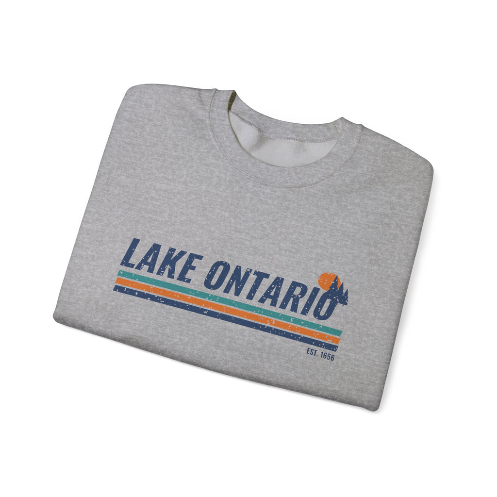 Lake Ontario Est 1656 Retro Stripe Crewneck Sweatshirt