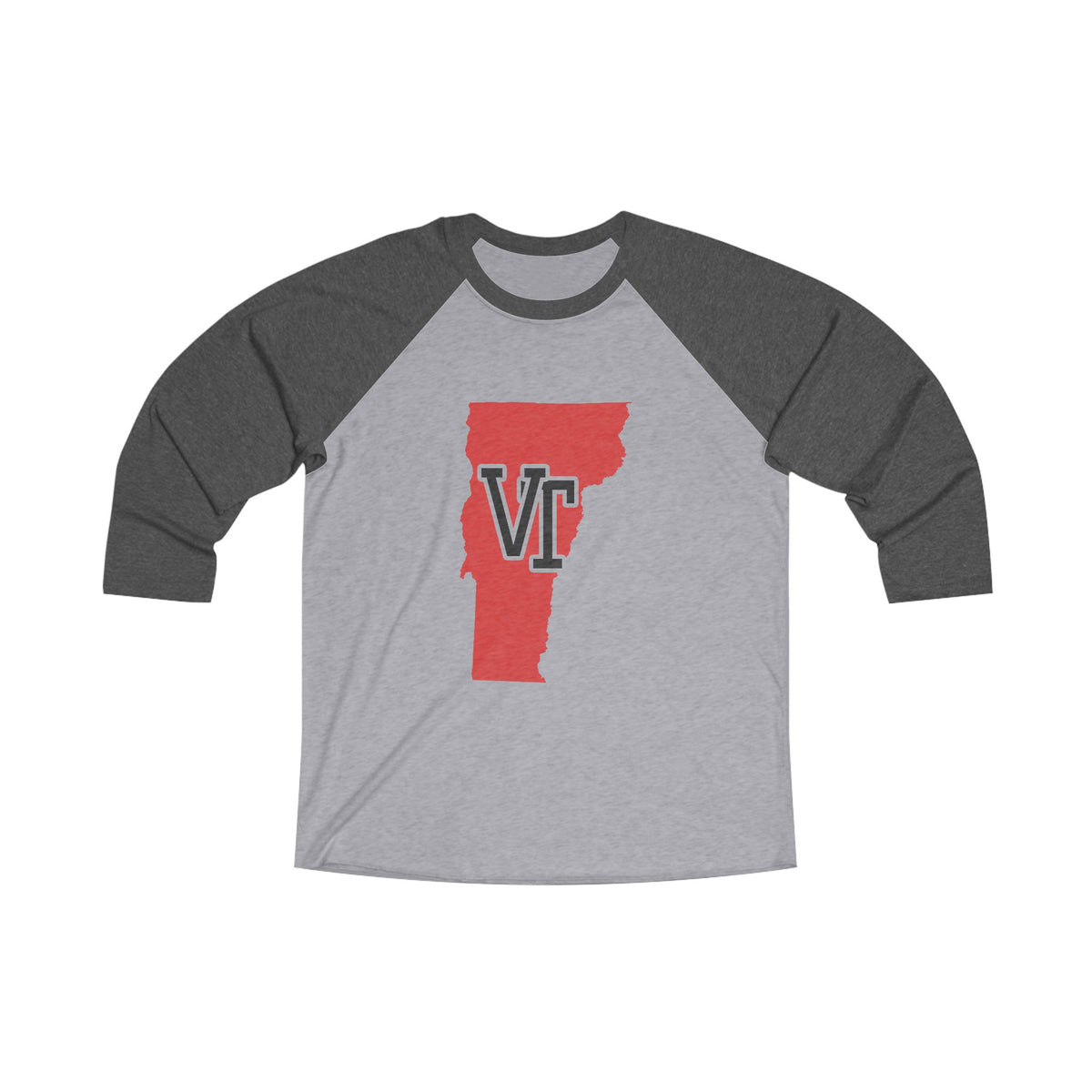 Vermont Varsity Monogram Map Raglan 3/4 Sleeve Tee