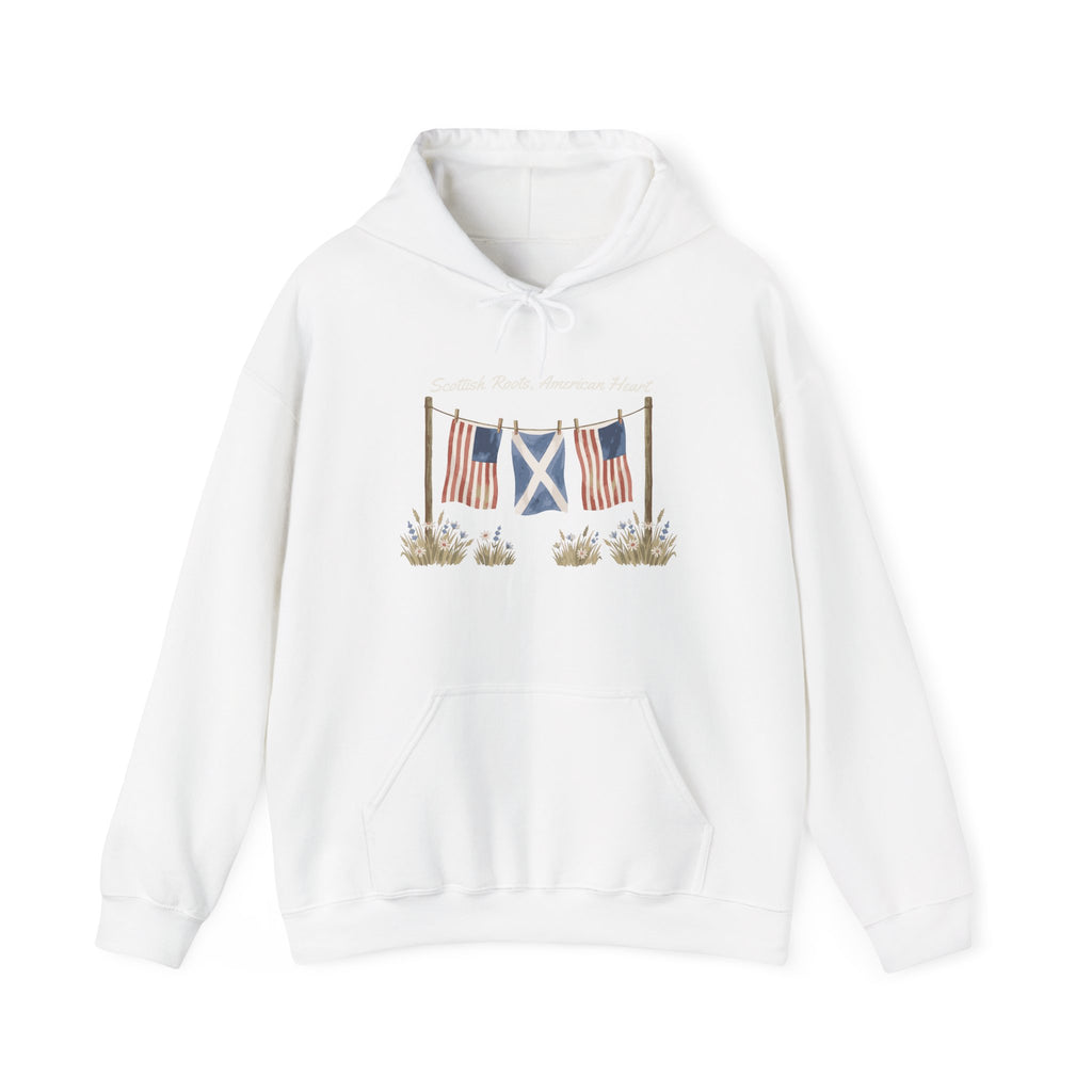 Scottish Roots American Heart Watercolor Flags Hoodie