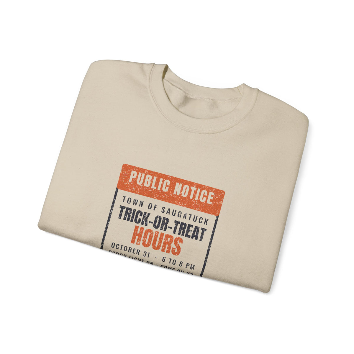 Saugatuck Michigan Trick-or-Treat Hours Notice Crewneck Sweatshirt