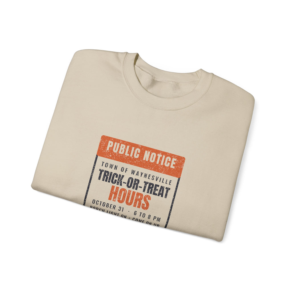 Waynesville Ohio Trick-or-Treat Hours Notice Crewneck Sweatshirt
