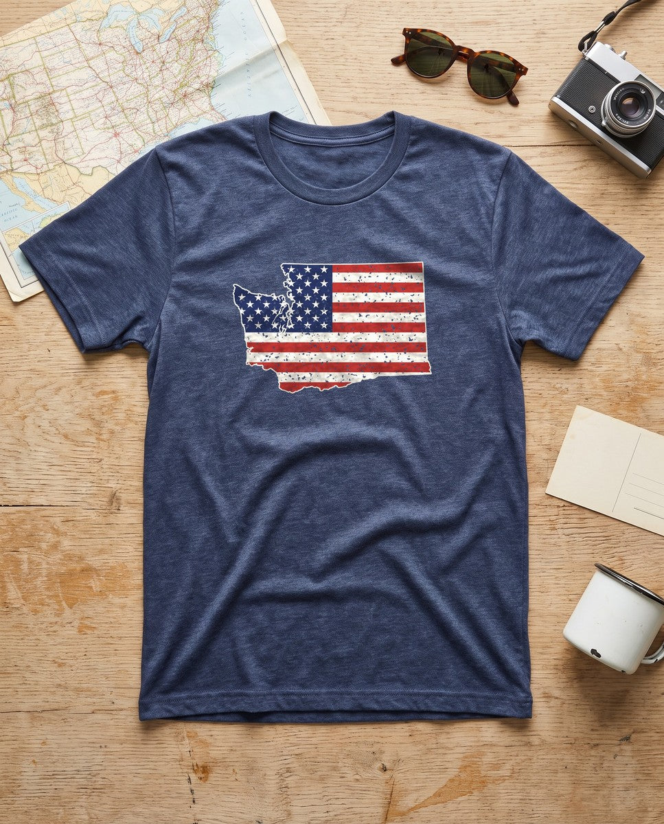 Washington American Flag Map T-Shirt (photo)