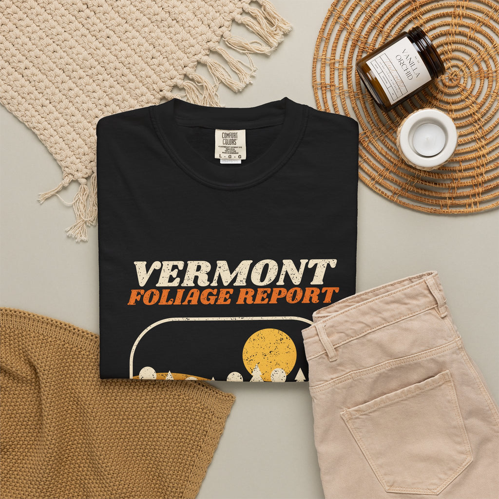Vermont Foliage Report Retro Landscape T-Shirt