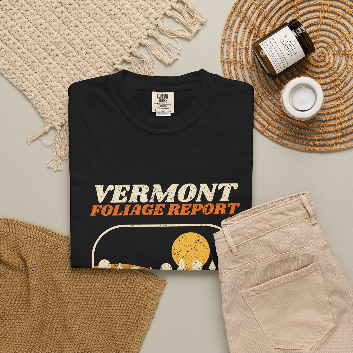 Vermont Foliage Report Retro Landscape T-Shirt