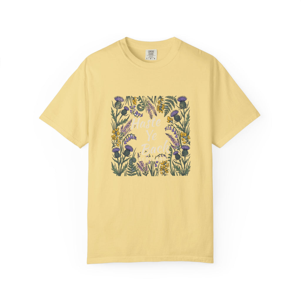 Haste Ye Back Scotland Thistle Wildflowers T-Shirt