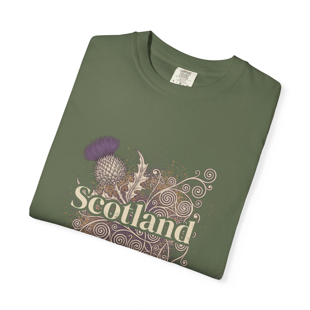 Scotland Thistle Celtic Scroll Paint Splatter T-Shirt
