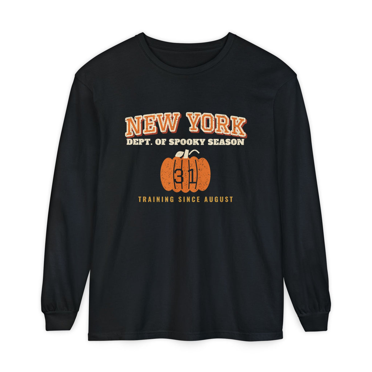 New York Dept. of Spooky Season Varsity Long Sleeve Tee
