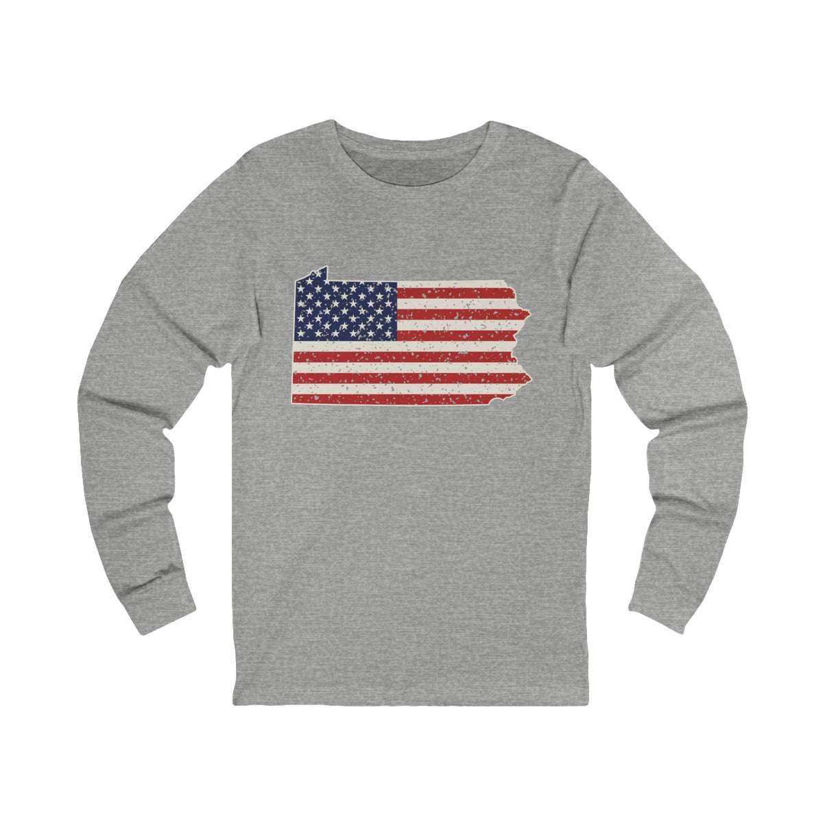 Pennsylvania American Flag Map Long Sleeve Tee