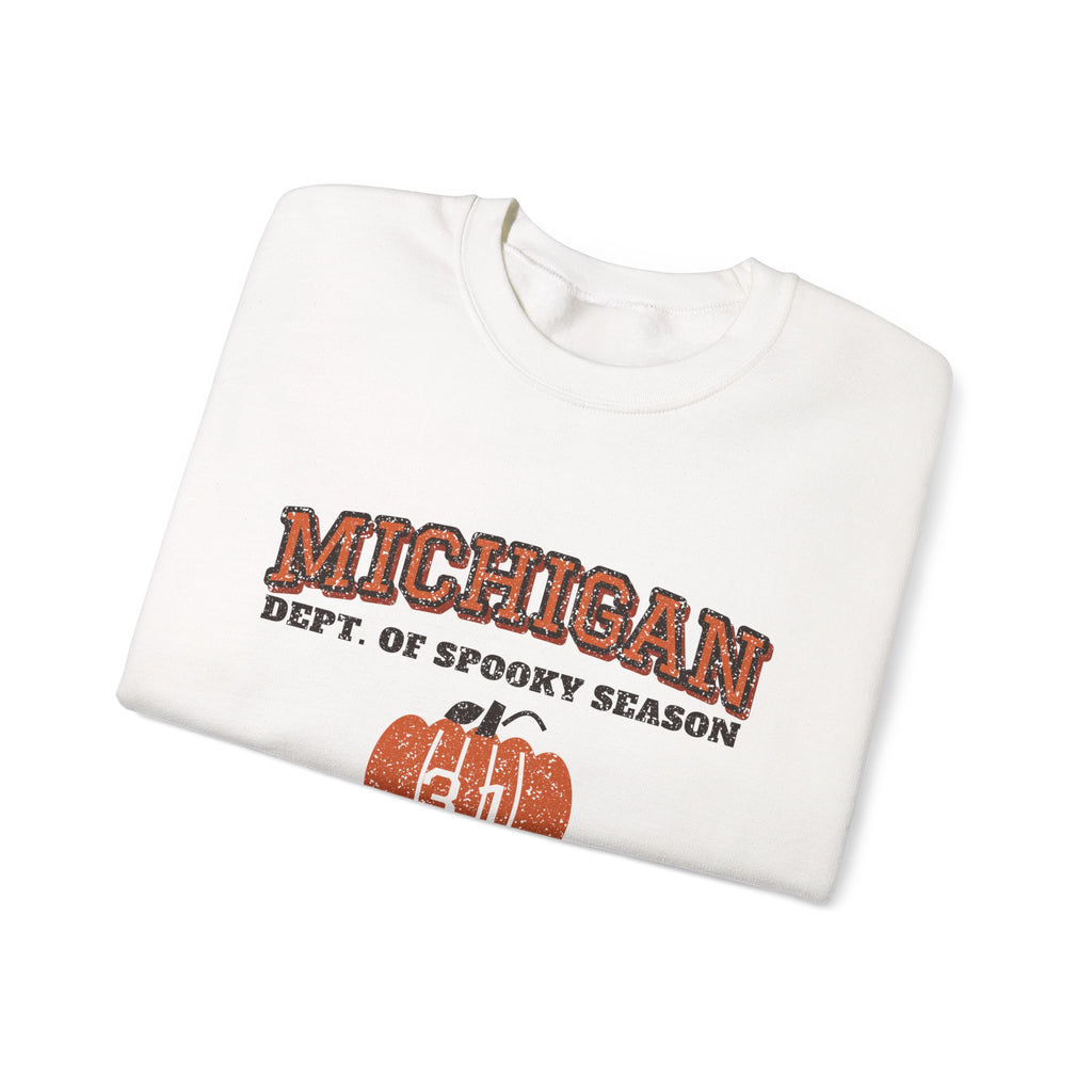 Michigan Dept. of Spooky Season Varsity Crewneck Sweatshirt