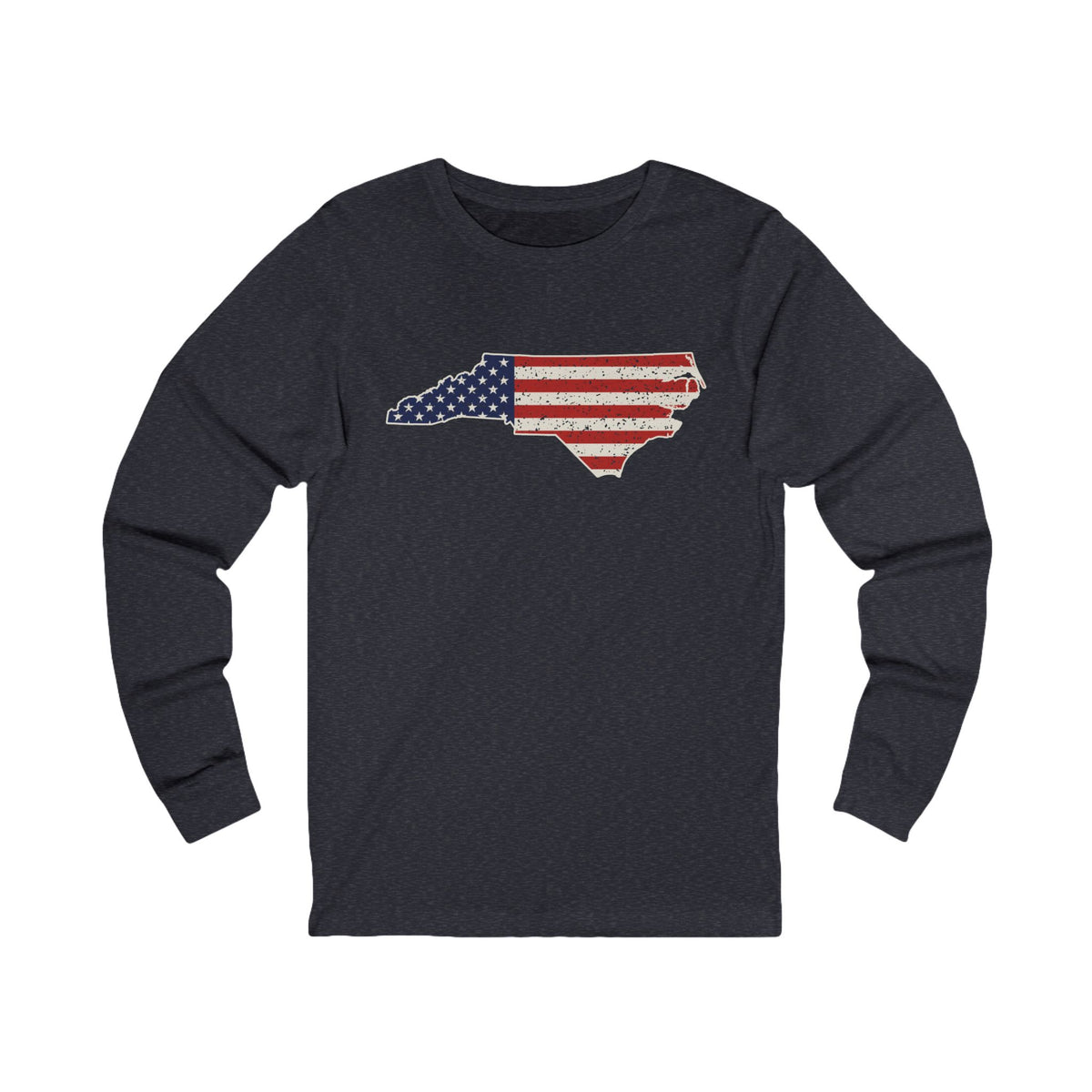 North Carolina American Flag Map Long Sleeve Tee