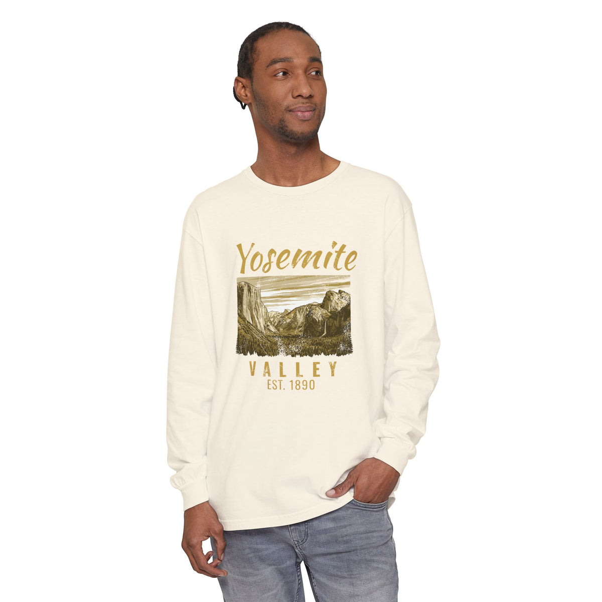 Yosemite Valley Est 1890 Granite Cliffs Engraving Long Sleeve Tee