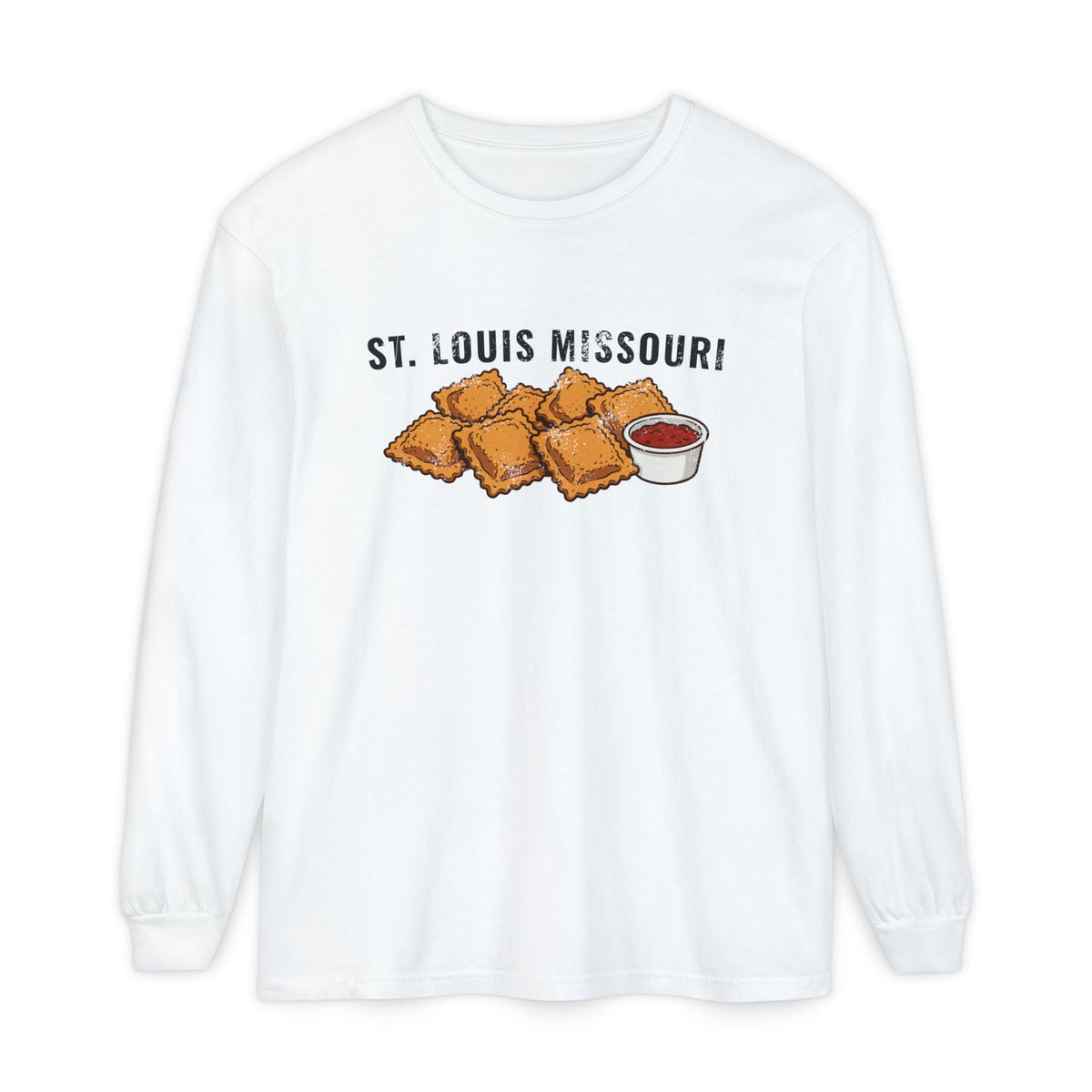St Louis Toasted Ravioli Retro Food Illustration Long Sleeve Tee