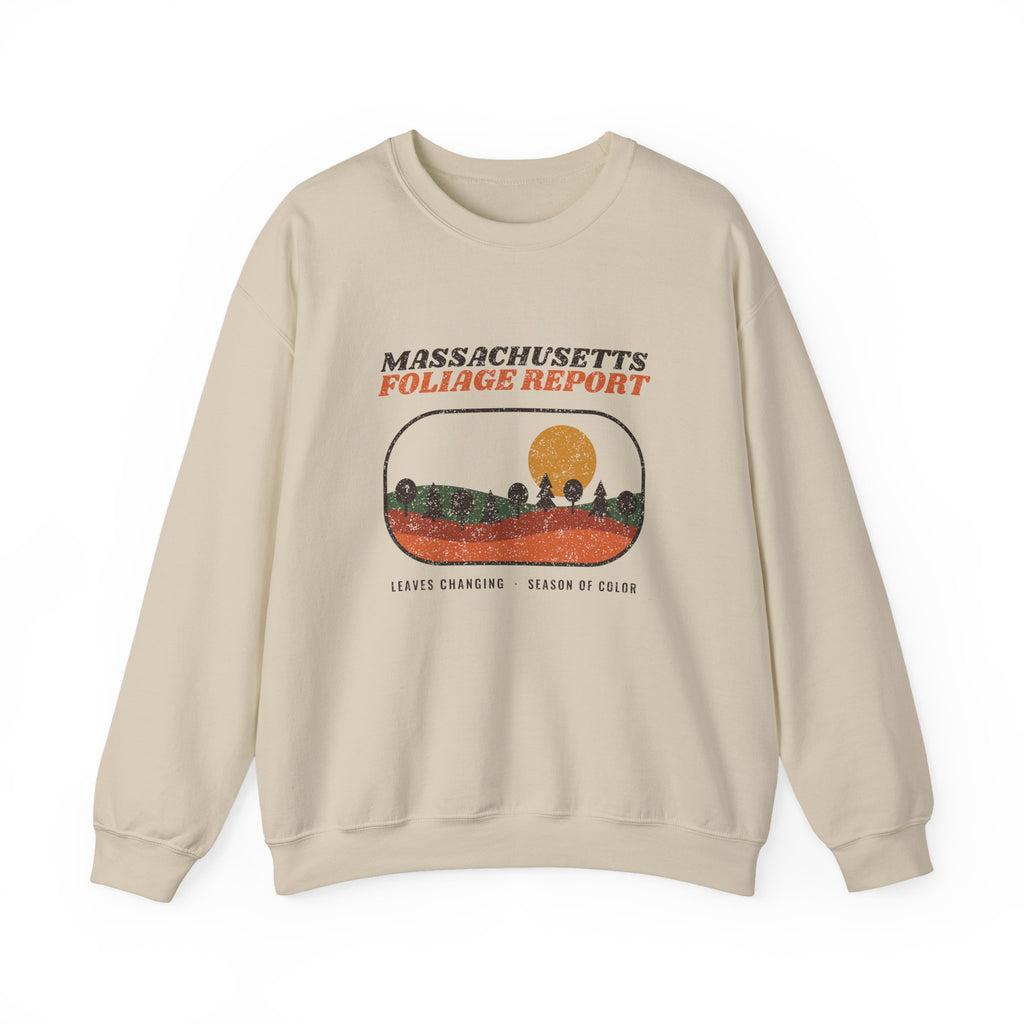 Massachusetts Foliage Report Retro Landscape Crewneck Sweatshirt