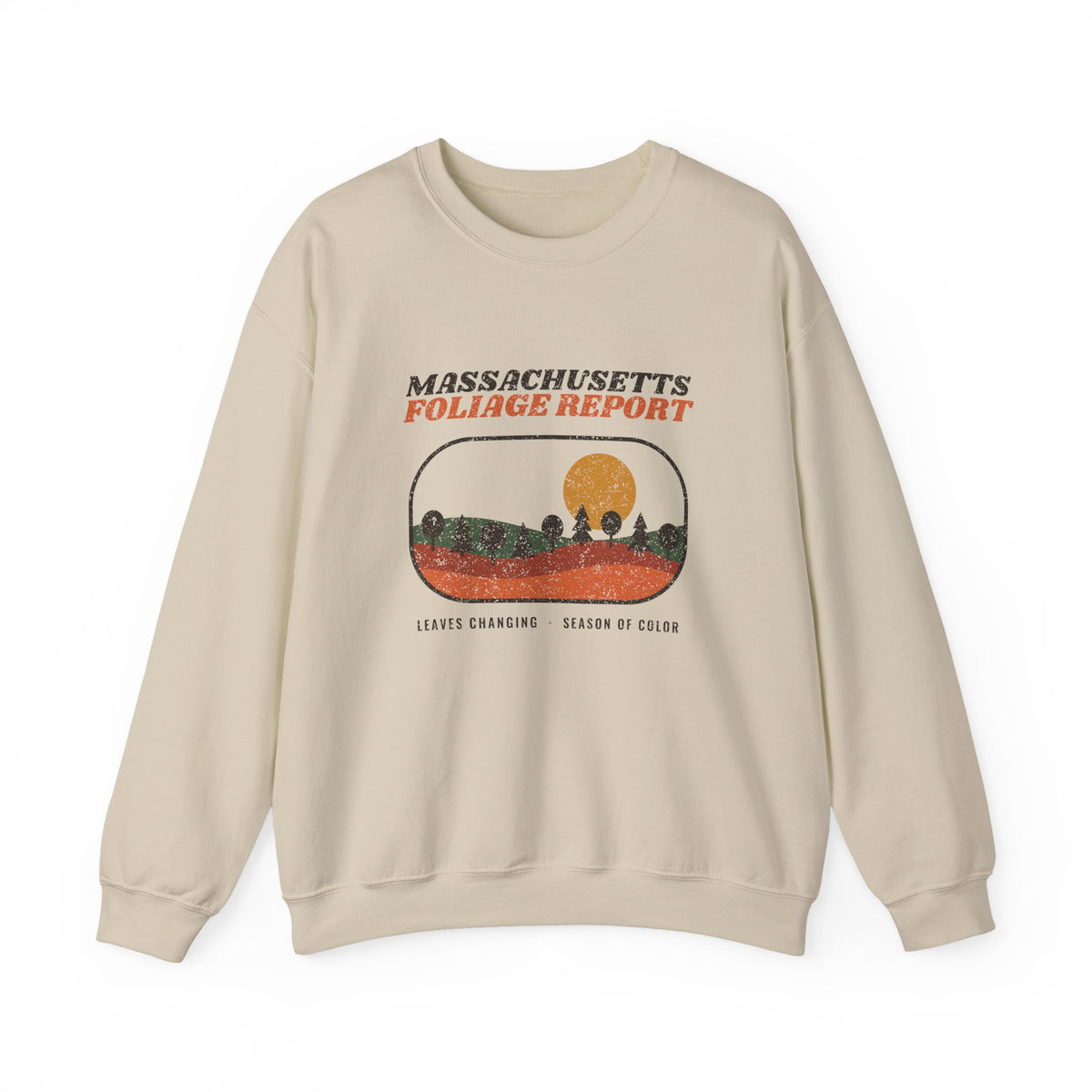 Massachusetts Foliage Report Retro Landscape Crewneck Sweatshirt
