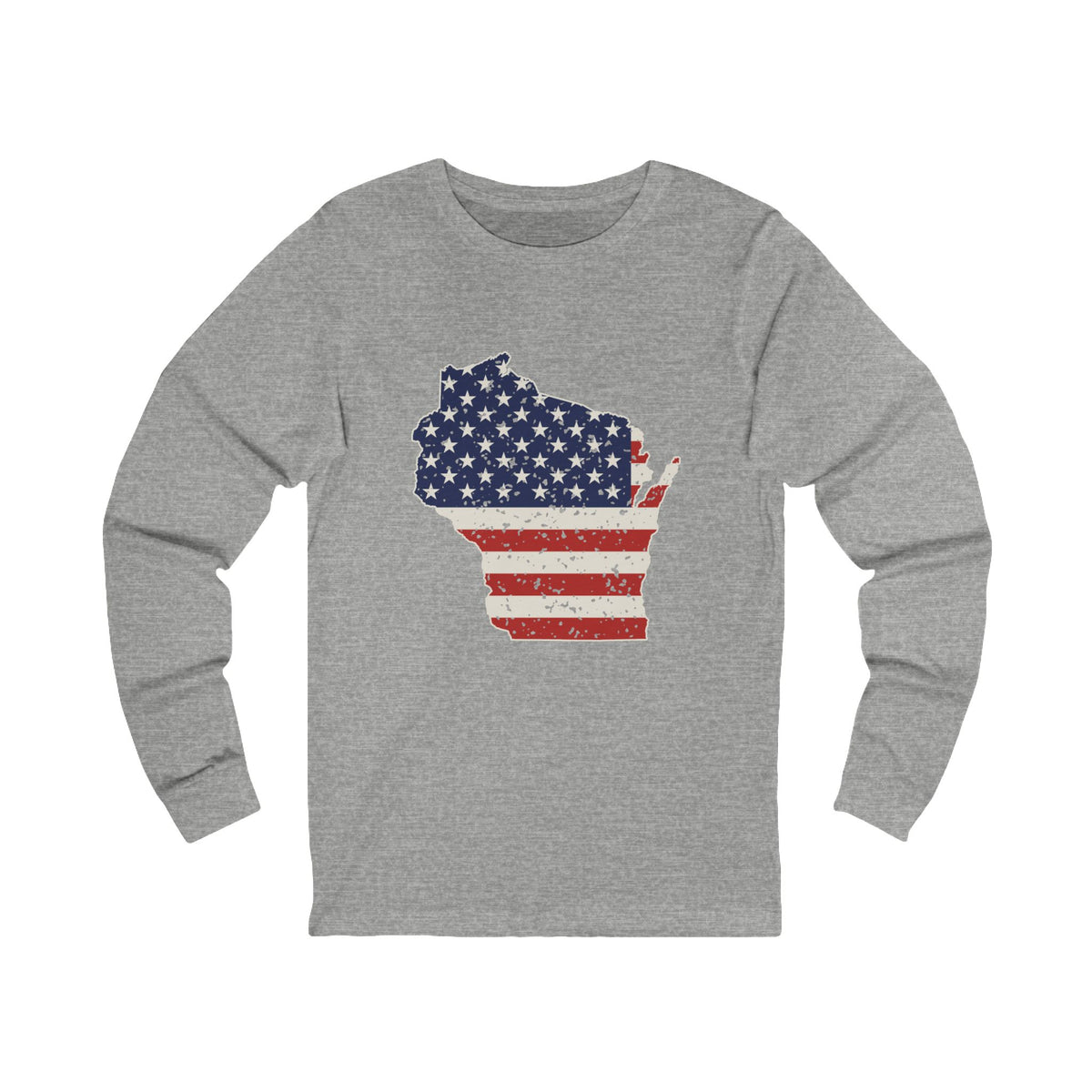 Wisconsin American Flag Map Long Sleeve Tee