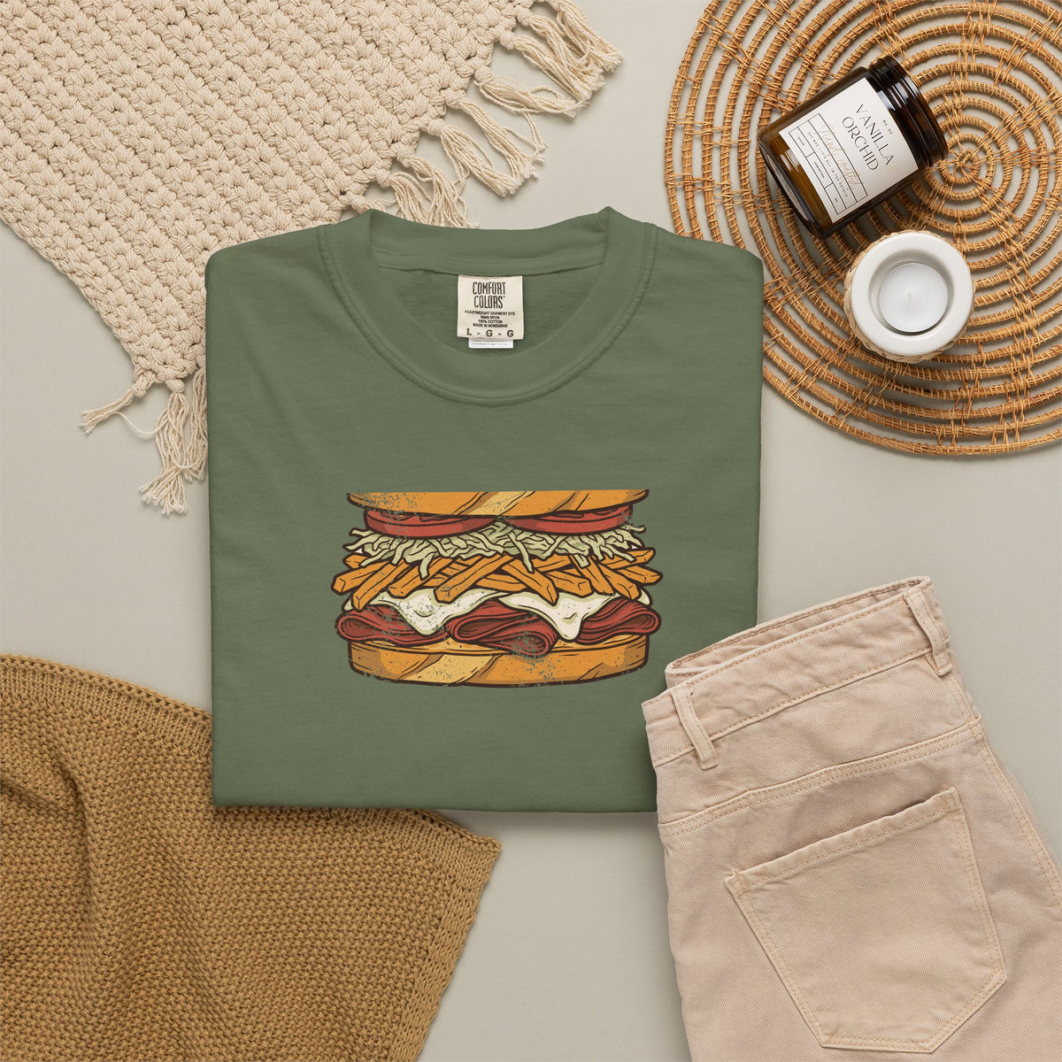 Pittsburgh Fries and Slaw Sandwich Food Illustration T-Shirt