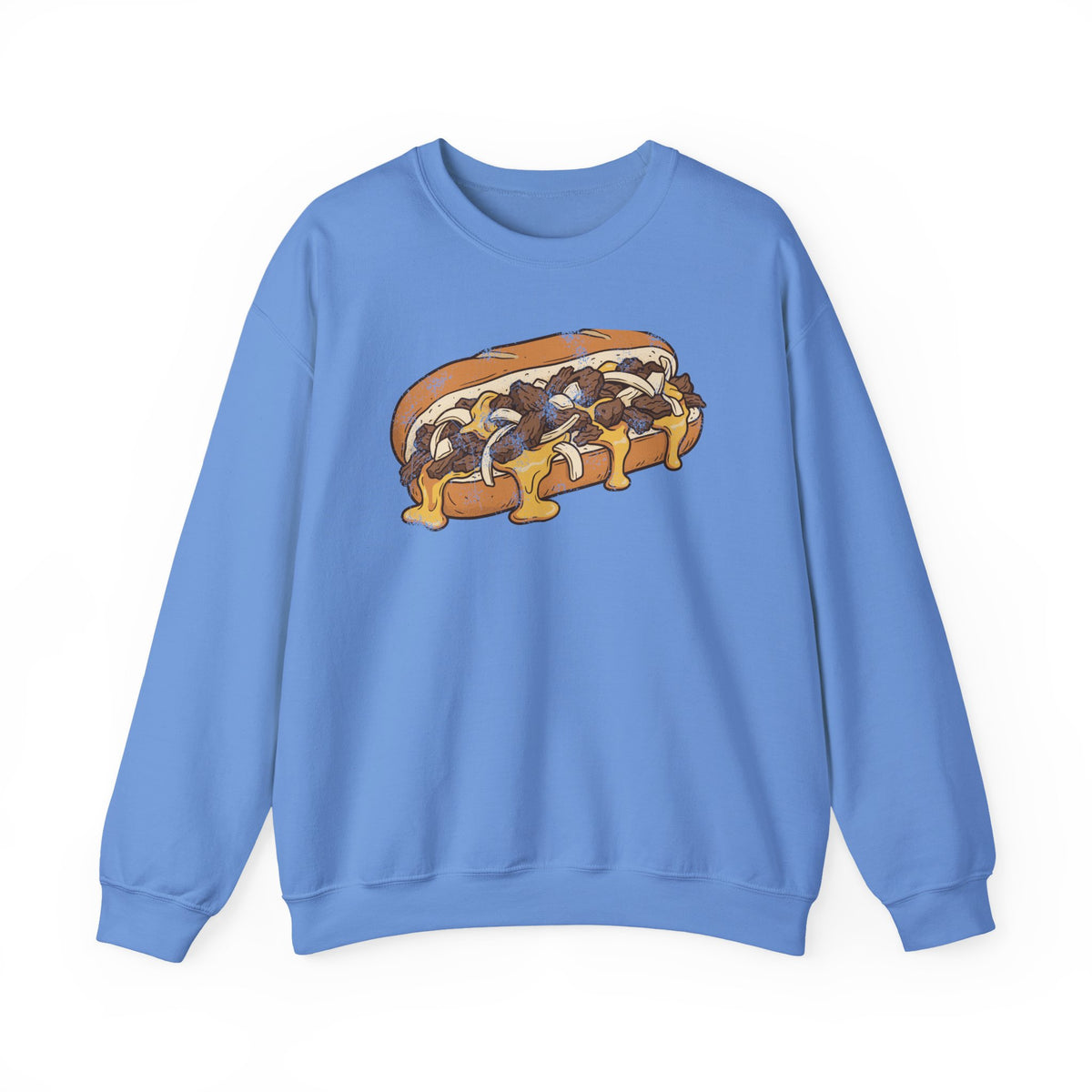 Philly Cheesesteak Retro Food Illustration Crewneck Sweatshirt
