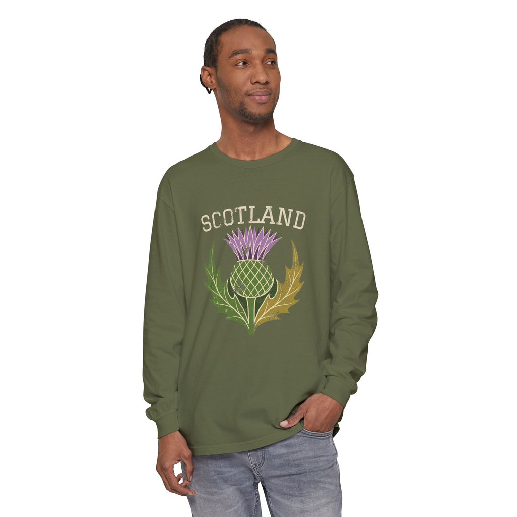 Scotland Thistle Vintage Emblem Long Sleeve Tee