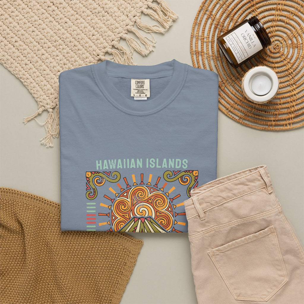 Aloha State Volcano Tattoo Sunrise Wave T-Shirt