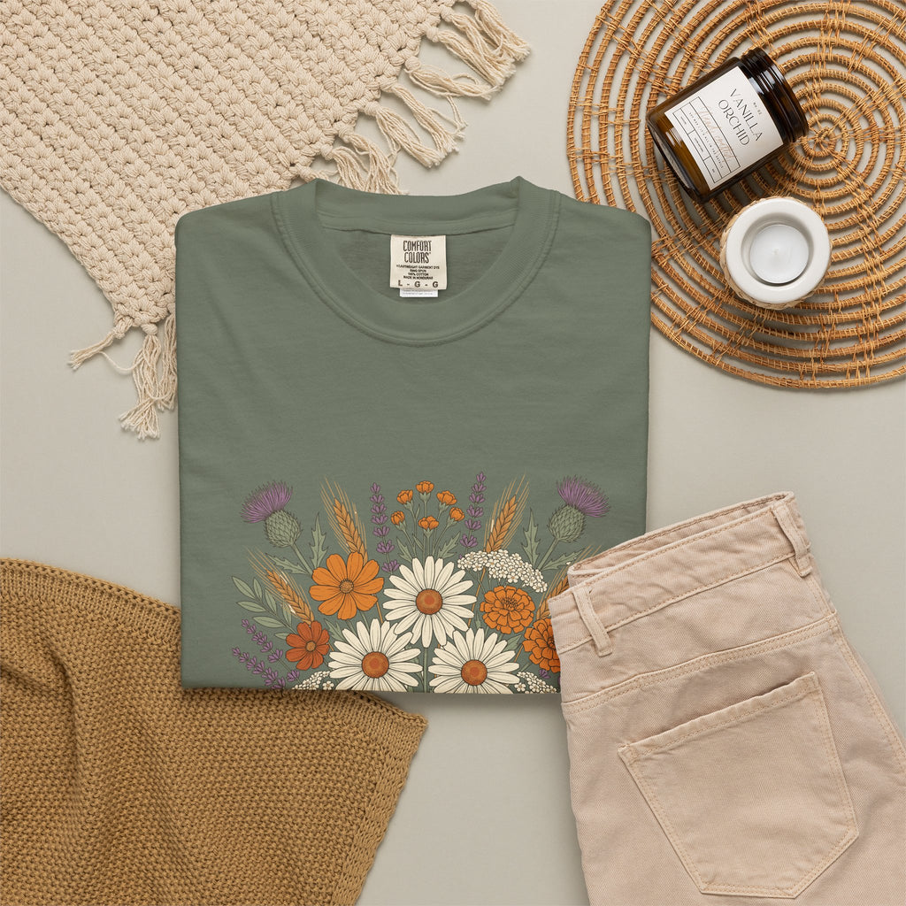 Fall Wildflower Bouquet Daisies and Thistles T-Shirt