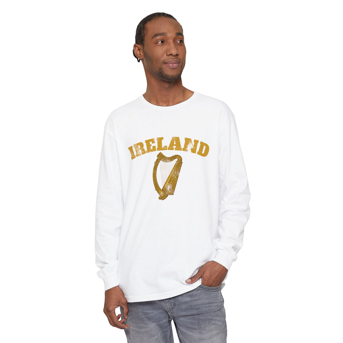 Ireland Vintage Celtic Harp Knotwork Long Sleeve Tee